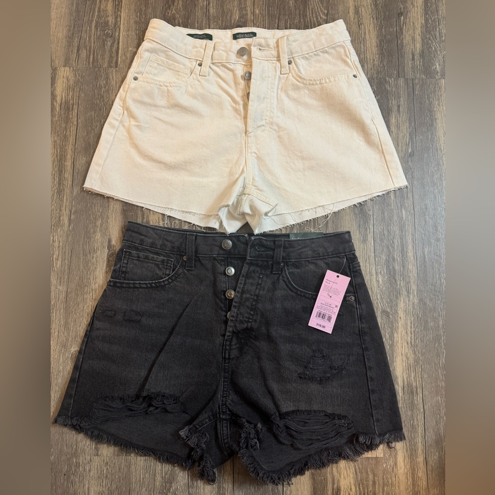 Wild Fable Black & White Jean Shorts